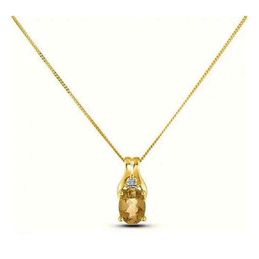 November Birthstone 0.02TW Diamond 10K Yellow Gold Pendant - Citrine