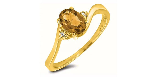 November Birthstone 0.02TW Diamond 10K Yellow Gold Ring - Citrine