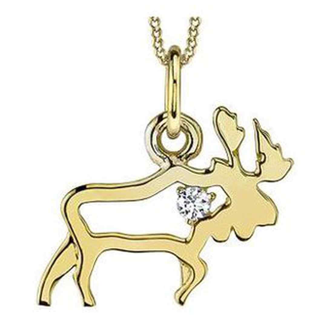 10K Yellow Gold Canadian Diamond (0.02 ct T.W.) Moose Necklace