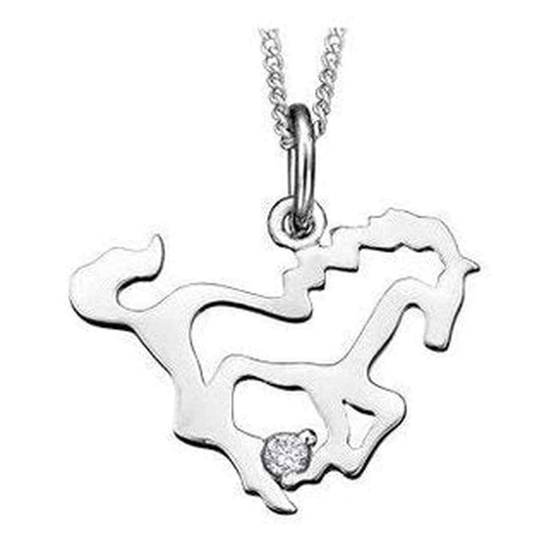 10K White Gold Canadian Diamond (0.01 ct T.W.) Horse Necklace
