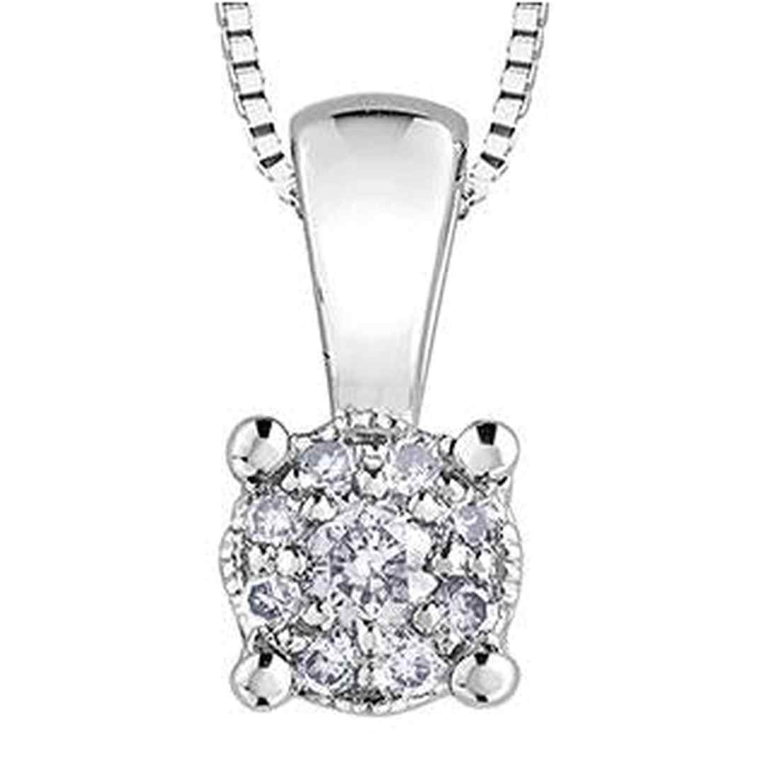 10K White Gold Solitaire Diamond (0.07 ct. T.W.) Necklace