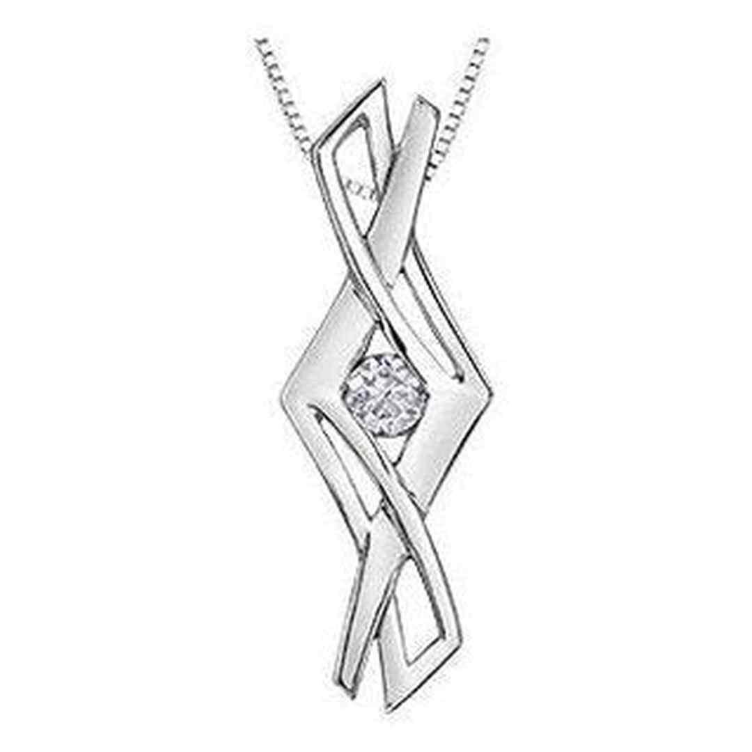 Sterling Silver Canadian Diamond (0.14 ct T.W.) Elongated Necklace