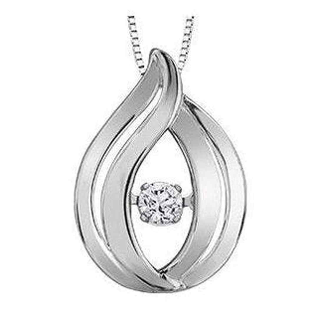 Sterling Silver Canadian Dancing Diamond (0.05 ct T.W.) Pear Necklace