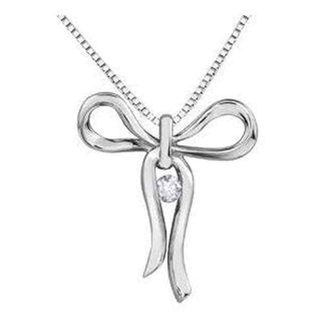 Sterling Silver Canadian Diamond (0.13 ct T.W.) Ribbon Necklace