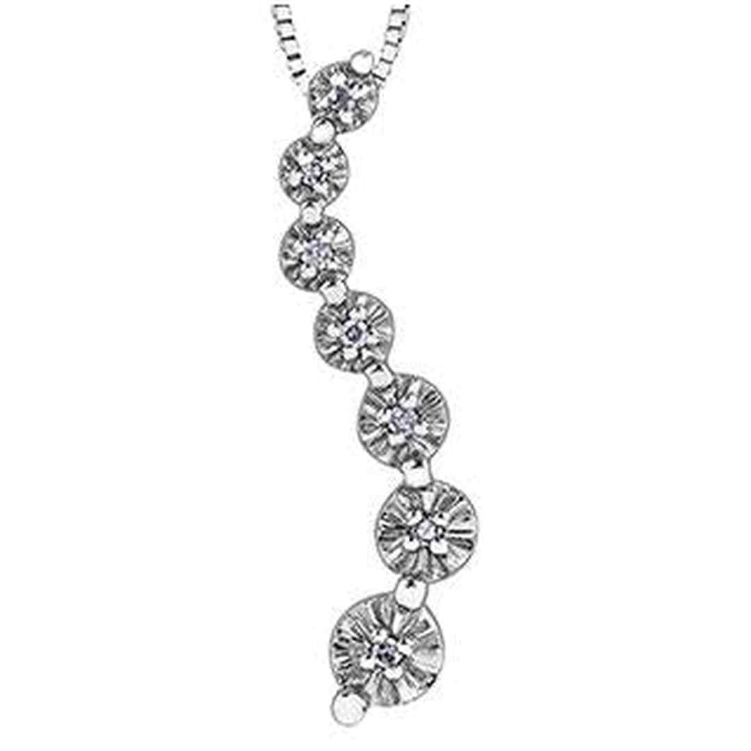 10K White Gold Diamond (0.04 ct. T.W.) Linear Drop Necklace