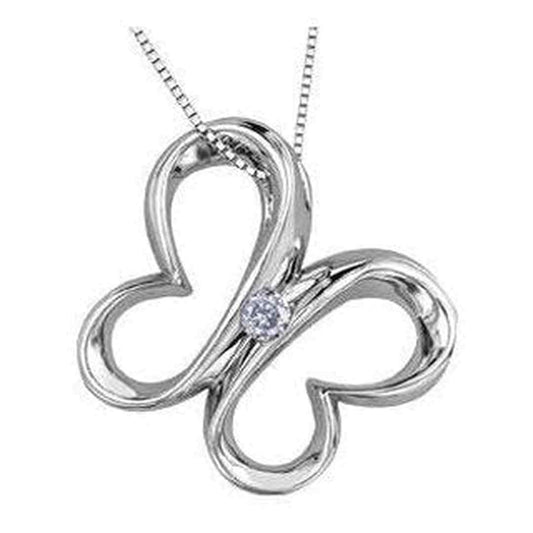 Sterling Silver Canadian Diamond (0.11 ct T.W.) Butterfly Necklace