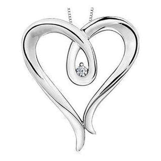 Sterling Silver Canadian Diamond (0.04 ct T.W.) Heart Necklace