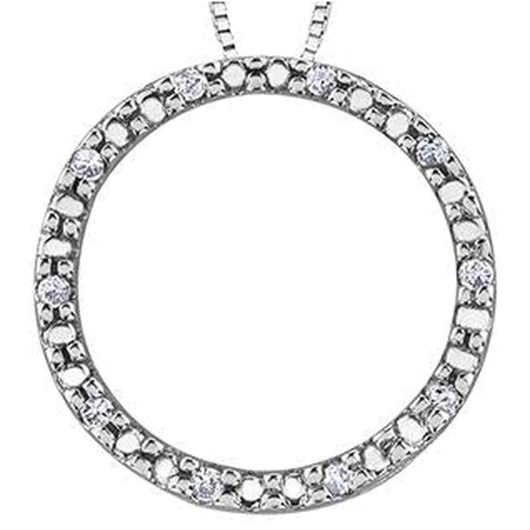 10K White Gold Diamond (0.05 ct. T.W.) Circle Necklace