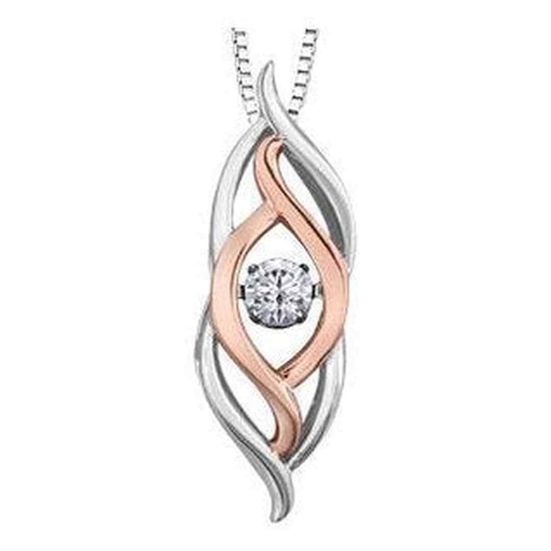 Sterling Silver & 10k Rose Gold Canadian Dancing Diamond (0.23 ct T.W.) Duo Necklace
