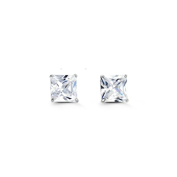 6mm 14k Gold Square CZ Studs