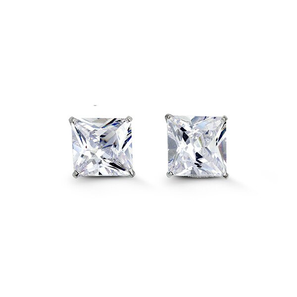 7mm 14k Gold Square CZ Studs