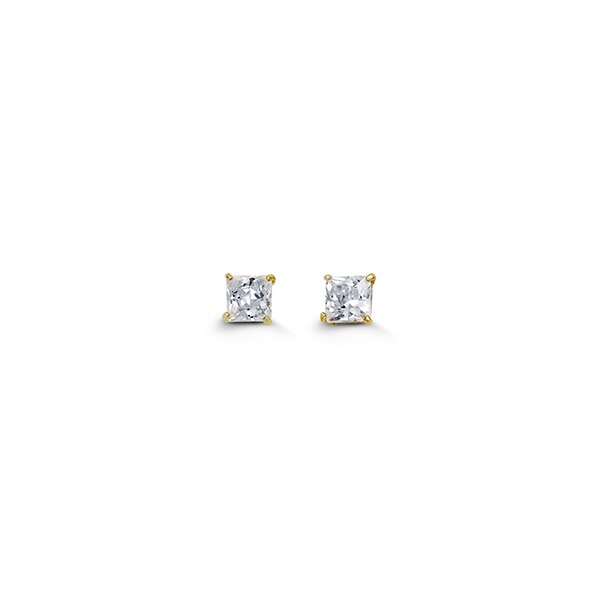 3mm 14k Yellow Gold Square CZ Studs