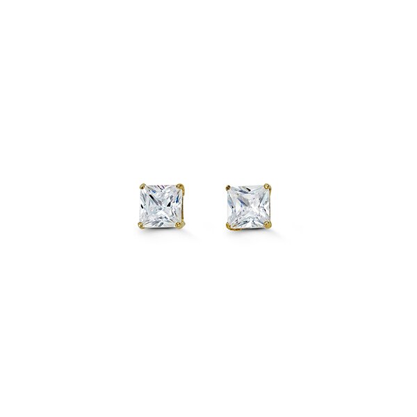 4mm 14k Yellow Gold Square CZ Studs