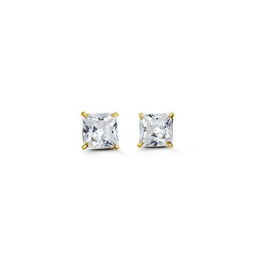 5mm 14k Yellow Gold Square CZ Studs