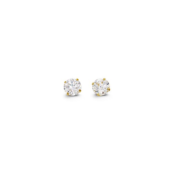 4mm 14k White Gold Round CZ Studs