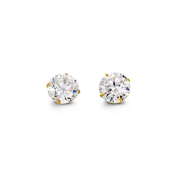 7mm 14k White Gold Round CZ Studs