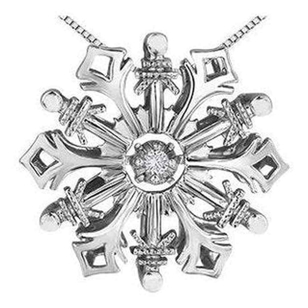 Sterling Silver Canadian Diamond (0.03 ct T.W.) Snowflake Necklace
