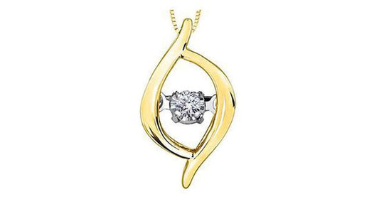 10K Yellow Gold Pulse-Dancing Diamond (0.02 ct. T.W.) Len Shaped  Necklace