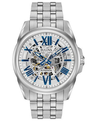 Bulova Sutton Men's Blue Accent Automatic Skeleton Watch 96A187