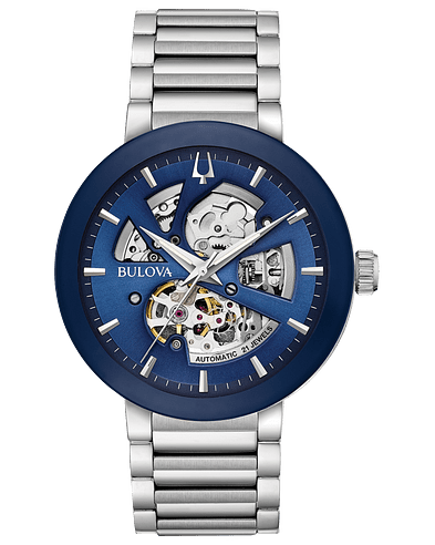 Bulova Futuro Men's Automatic Blue Dial Skeleton Watch 96A204