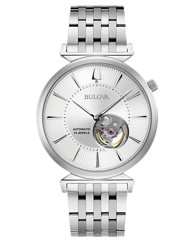 Bulova Regatta Quartz Open Aperture Heartbeat Silver-tone Wrist Watch 96A235