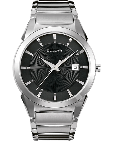 Bulova Classic Men's Black Dial Stainless Steel Watch 96B149