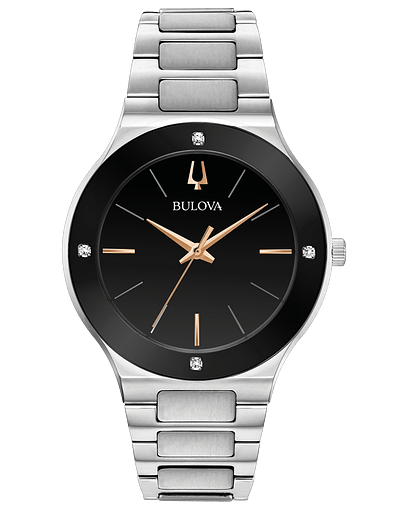 Bulova Millennia Silver-tone Black Dial Diamond Stainless Steel Watch 96E117
