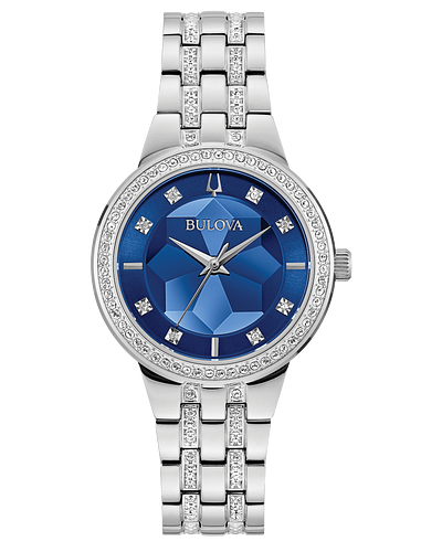 Bulova Phantom Women's Silver-tone Blue Dial Crystal Watch 96L276