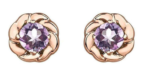 10K Rose & White Gold Amethyst Lilac Studs