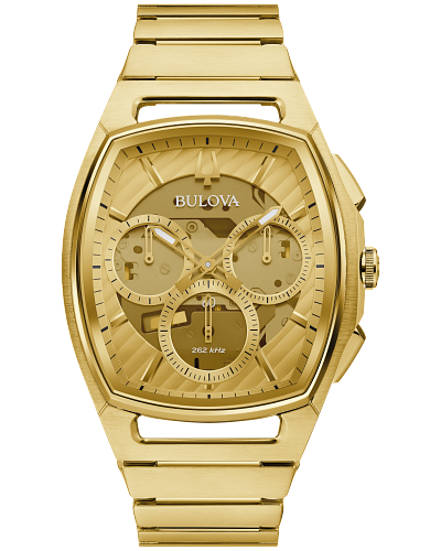 Bulova Quartz Men's Curv Chronograph Watch Gold Tone 97A160