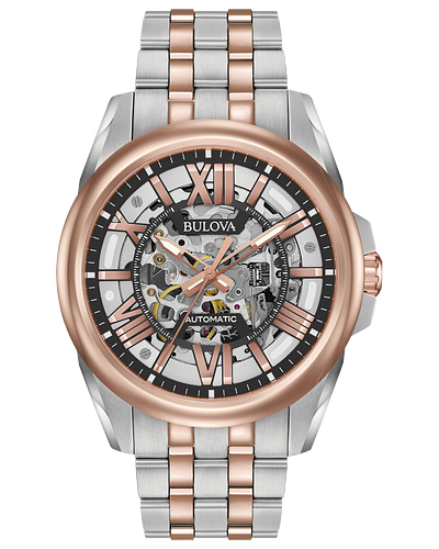 Bulova Sutton Automatic Rose Gold Watch with Skeleton Dial 98A166