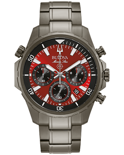 Bulova Marine Star Men's Chronograph Grey IP Watch 98B350