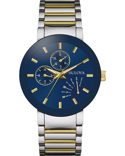 Bulova Futuro Men's Gold Tone Blue Dial Watch 98C123