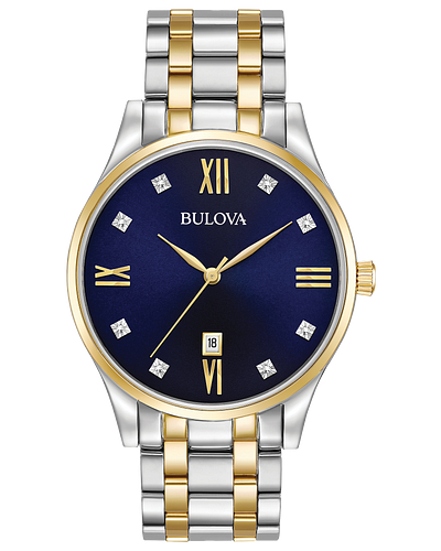 Bulova Classic Men's Diamonds Gold Two-Tone Watch 98D130