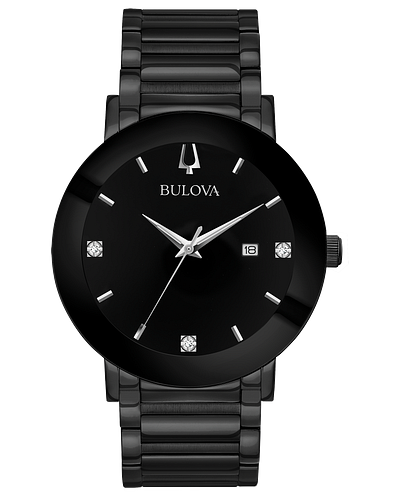 Bulova Futuro Quartz Men's Diamond Black Dial Modern Watch 98D144