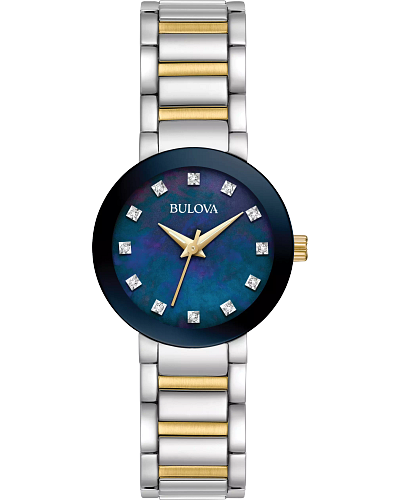 Bulova Futuro Women's Diamonds Rose Gold Blue Dial Watch 98P157
