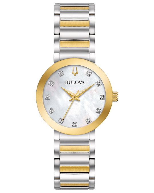 Bulova Futuro White Mother'of-Pearl Dial Dimonds Watch 98P180