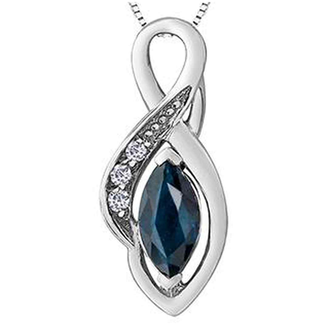 10K White Gold Sapphire & Diamond Accent Inifinty Necklace
