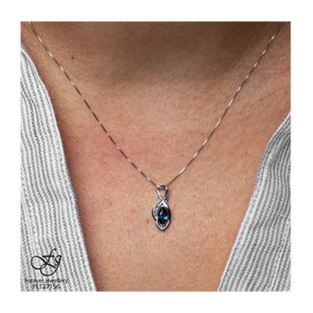 10K White Gold Sapphire & Diamond Accent Inifinty Necklace
