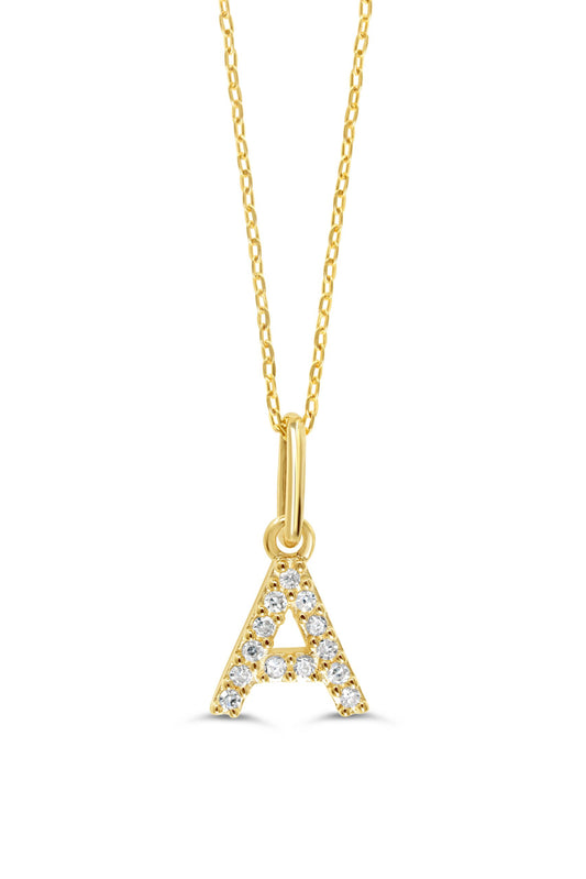 0.05 ct T.W. Diamonds "A" Initial Pendant in 10K Yellow Gold