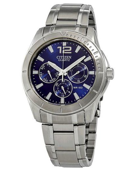 Citizen Quartz Watch Silver-tone with Blue Dial (Model AG8300-52L)
