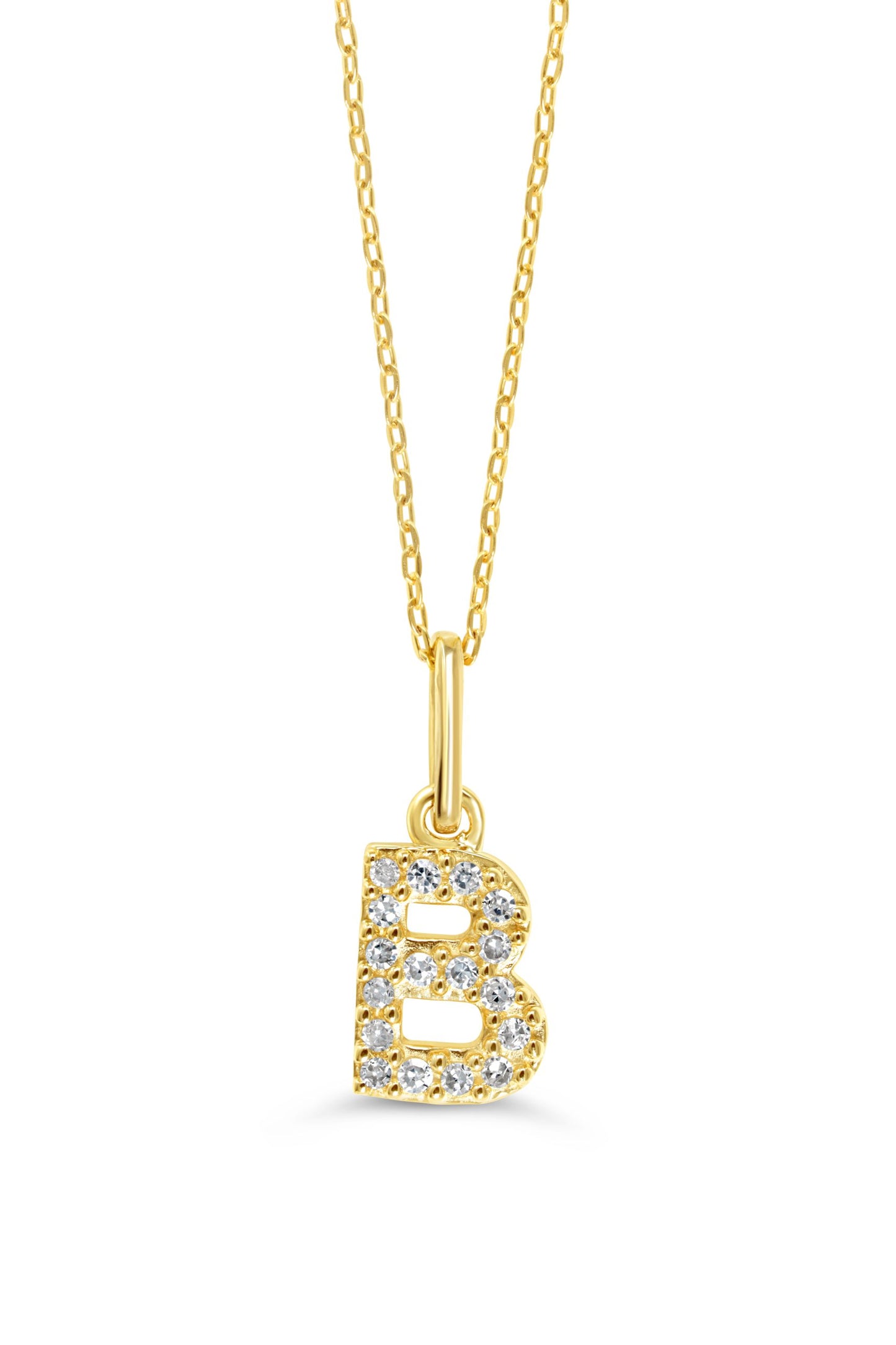 0.05 ct T.W. Diamonds "B" Initial Pendant in 10K Yellow Gold