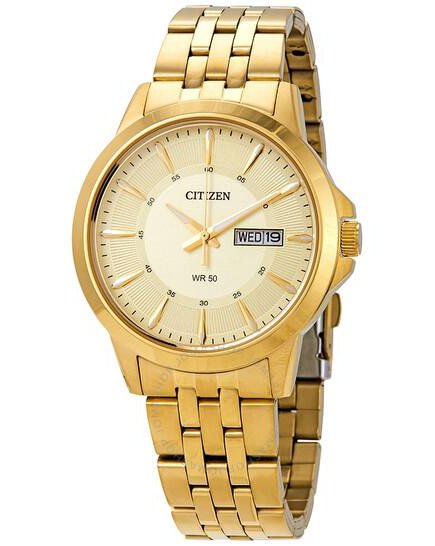 Citizen Quartz Gold-Tone Watch with Champagne Dial (Model BF2013-56P)