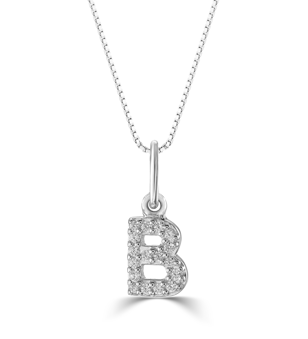 0.05 ct T.W. Diamonds "B" Initial Pendant in 10K White Gold