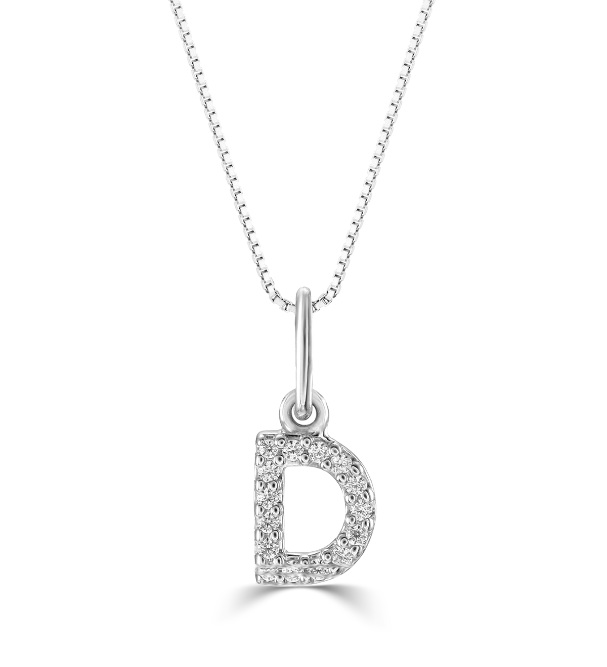 0.05 ct T.W. Diamonds "D" Initial Pendant in 10K White Gold