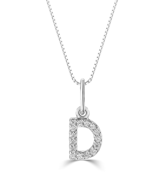 0.05 ct T.W. Diamonds "D" Initial Pendant in 10K White Gold