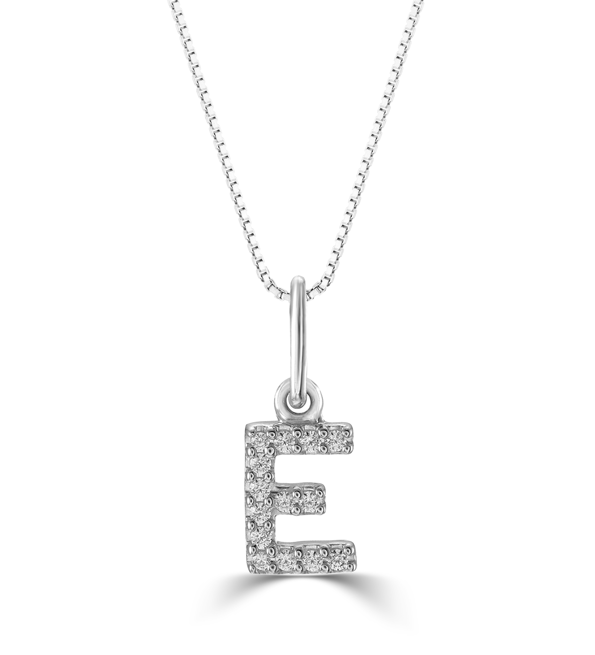 0.05 ct T.W. Diamonds "E" Initial Pendant in 10K White Gold