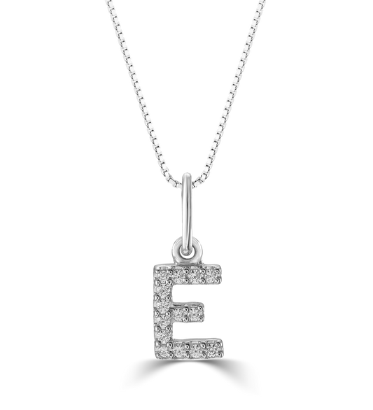 0.05 ct T.W. Diamonds "E" Initial Pendant in 10K White Gold