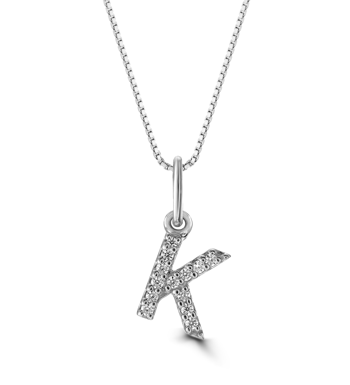 0.05 ct T.W. Diamonds "K" Initial Pendant in 10K White Gold