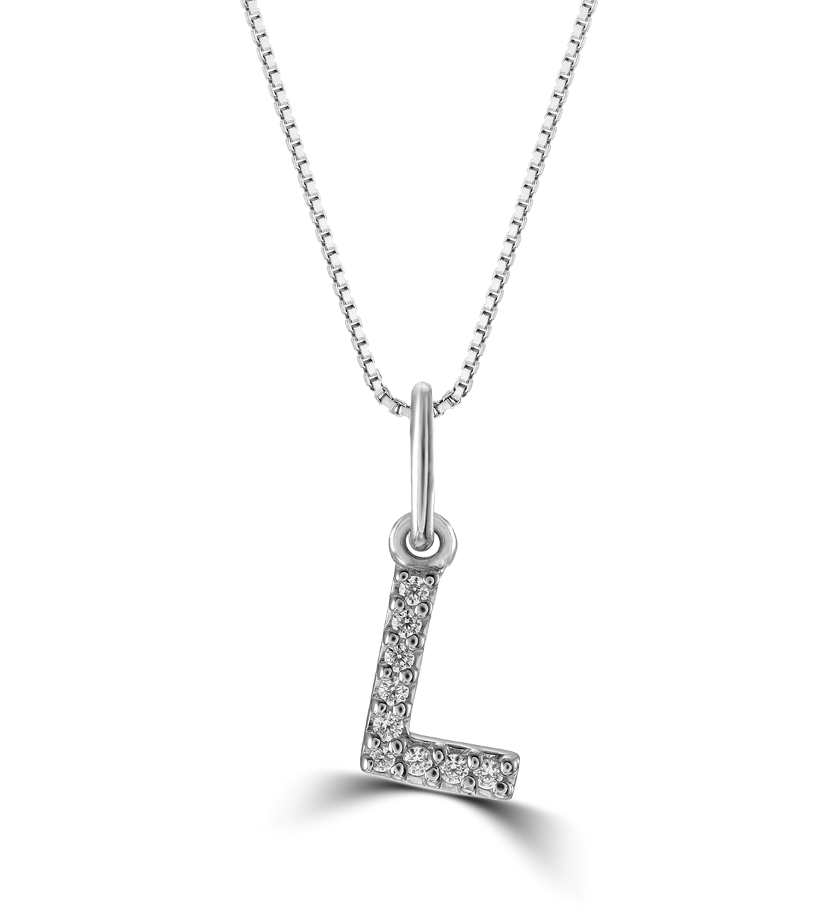 0.05 ct T.W. Diamonds "L" Initial Pendant in 10K White Gold